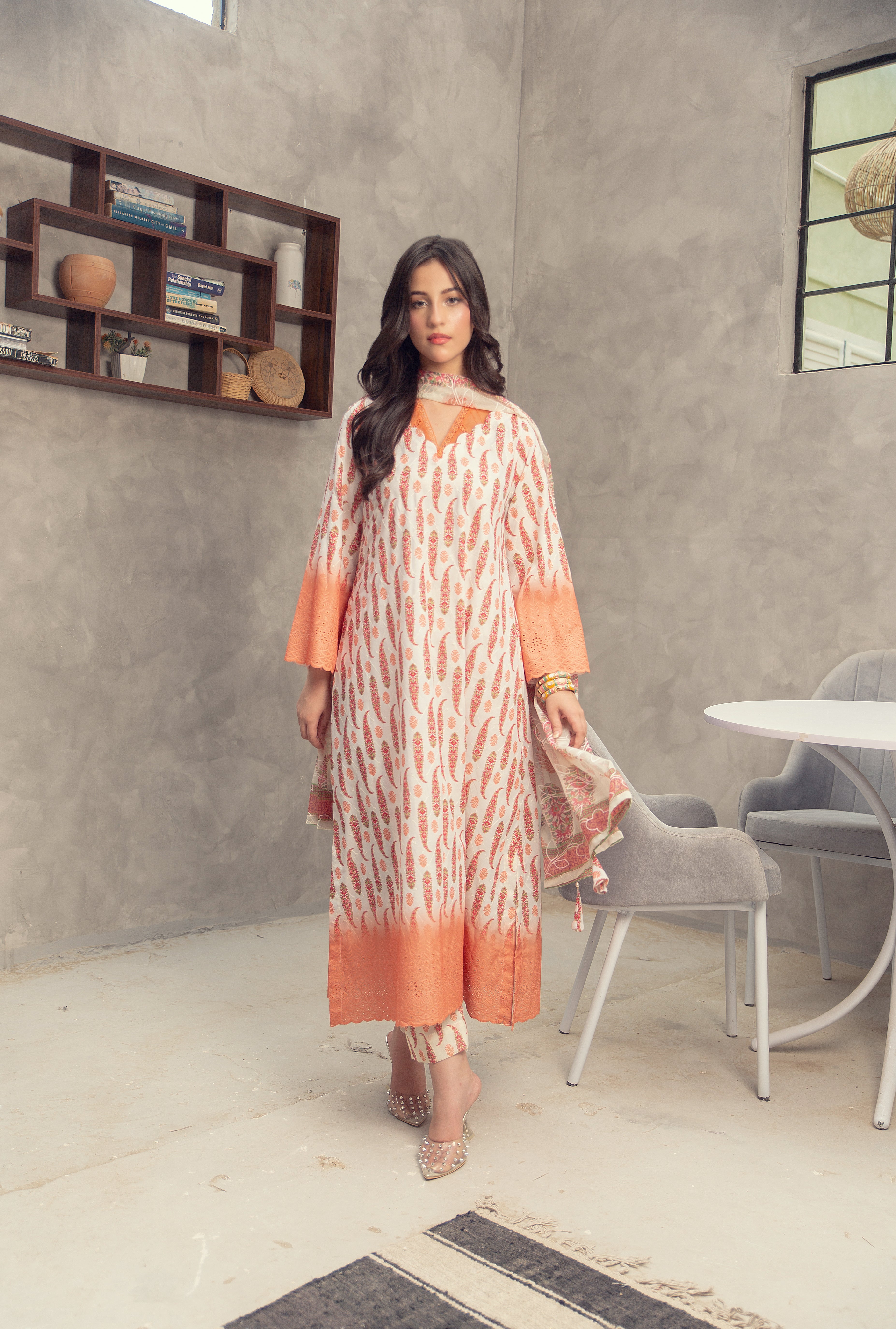 Peach Blossom - 3 Piece Embroidered Suit